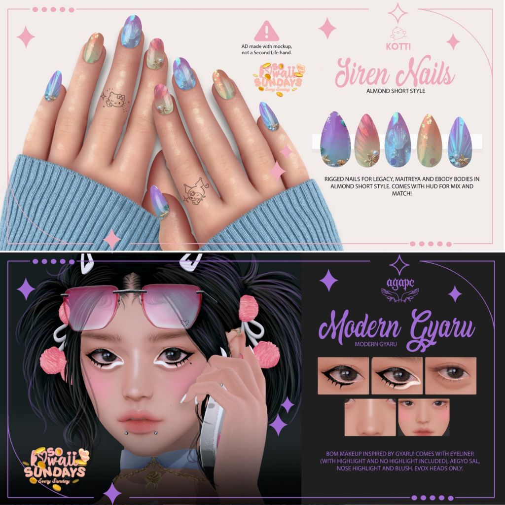 Siren Nails - Legacy/Maitreya/Reborn | Modern Gyaru Cosmetics - EvoX	&lt;a href=&quot;https://maps.secondlife.com/secondlife/Dream%20Lake/124/124/184&quot;&gt;Teleport&lt;/a&gt;