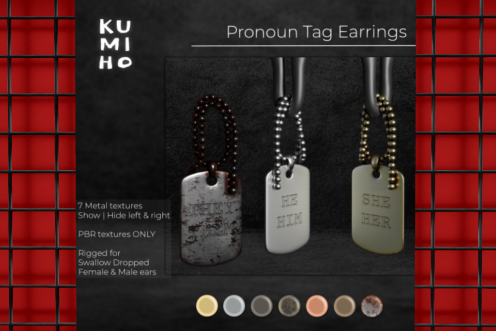 Pronoun Eartags - Swallow Dropped, L$325