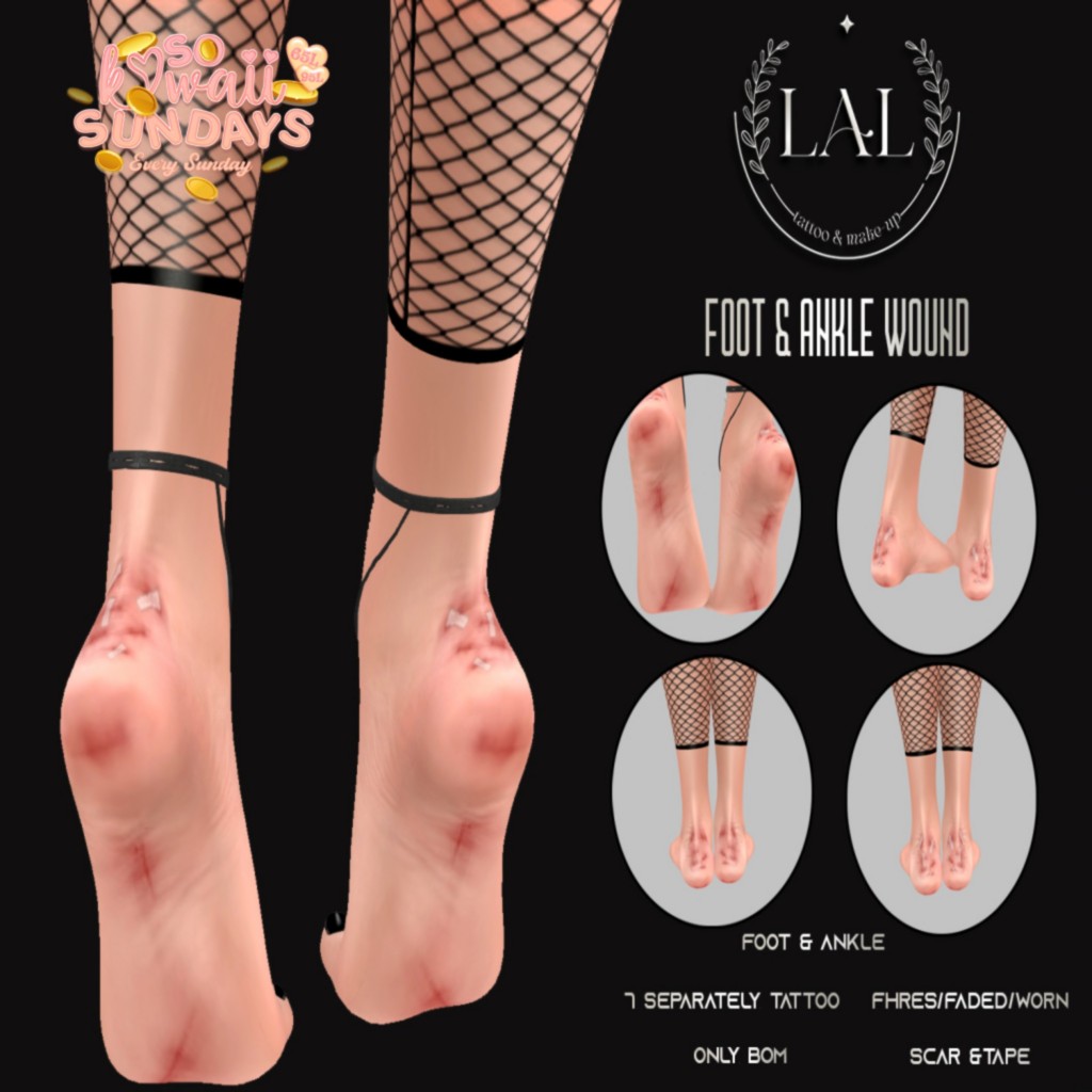 Foot &amp; Ankle Wound Tattoo - BOM	&lt;a href=&quot;https://maps.secondlife.com/secondlife/Gold%20Duru/225/226/26&quot;&gt;Teleport&lt;/a&gt;