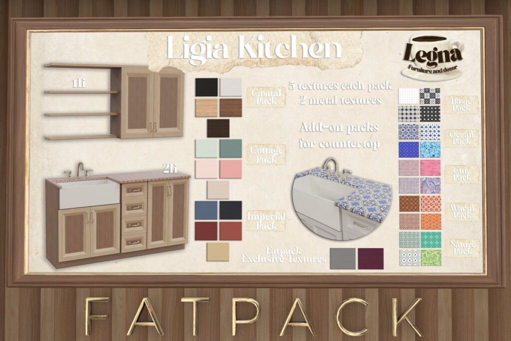 Ligia Kitchen Decor Set, L$149-L$349 each/L$1200 FP