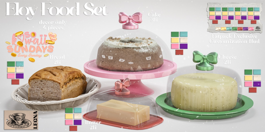 Eloy Food Decor Set	&lt;a href=&quot;http://maps.secondlife.com/secondlife/Dream%20Lake/125/123/184&quot;&gt;Teleport&lt;/a&gt;