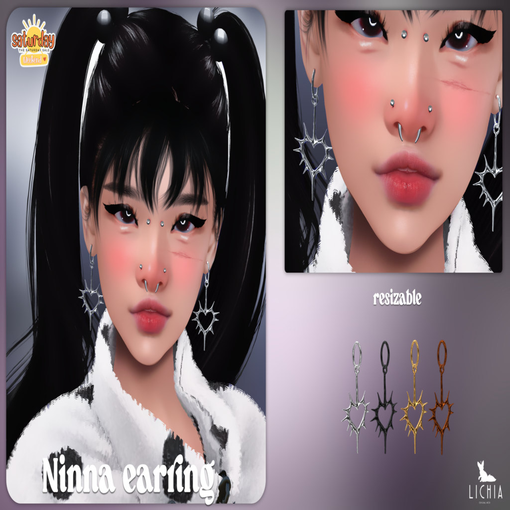 Ninna Earrings	&lt;a href=&quot;http://maps.secondlife.com/secondlife/Hashira/54/94/3&quot;&gt;Teleport&lt;/a&gt;
