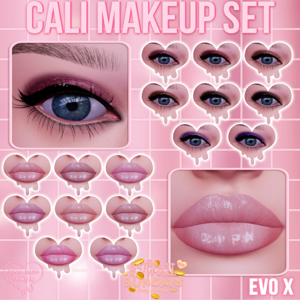 Cali Makeup Set - EvoX	&lt;a href=&quot;http://maps.secondlife.com/secondlife/Business%20District%20Bravo/111/197/23&quot;&gt;Teleport&lt;/a&gt;