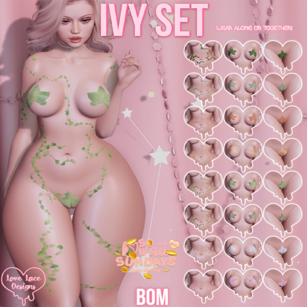 Ivy Set Tattoos - BOM	&lt;a href=&quot;http://maps.secondlife.com/secondlife/Business%20District%20Bravo/111/197/23&quot;&gt;Teleport&lt;/a&gt;