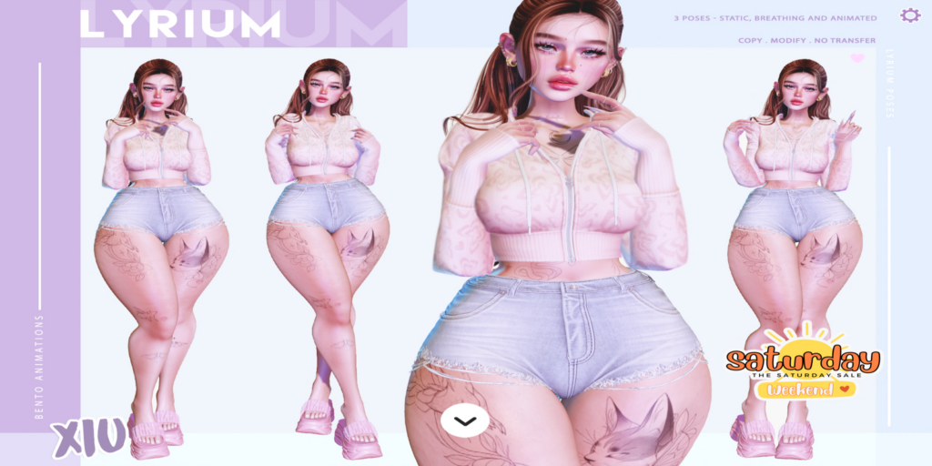 Xiu Poses	&lt;a href=&quot;https://maps.secondlife.com/secondlife/Lunar%20and%20Friends/161/89/19&quot;&gt;Teleport&lt;/a&gt;