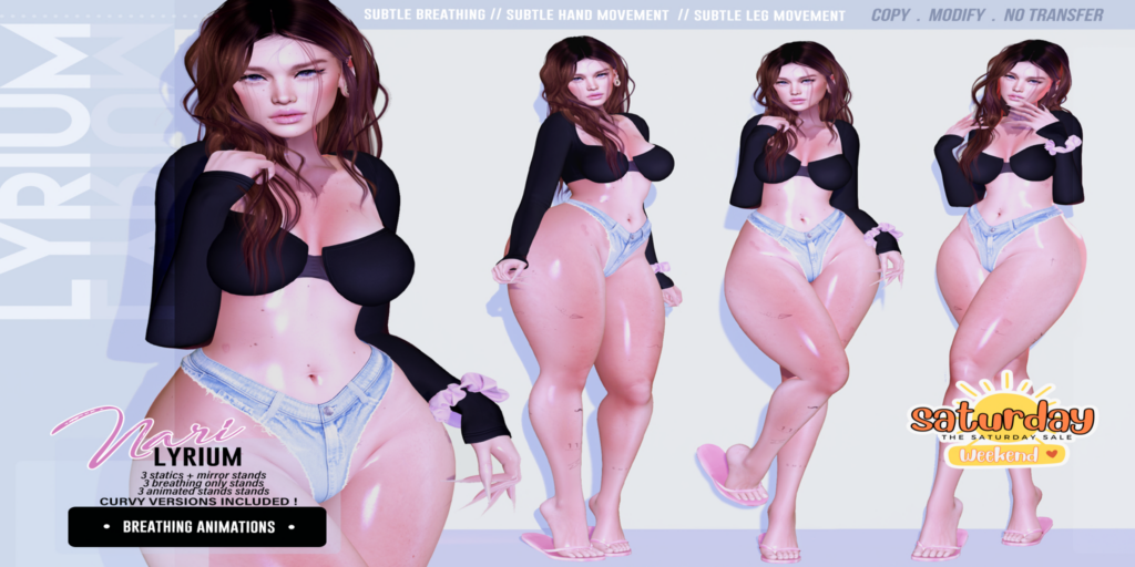 Nari Poses	&lt;a href=&quot;https://maps.secondlife.com/secondlife/Lunar%20and%20Friends/161/89/19&quot;&gt;Teleport&lt;/a&gt;