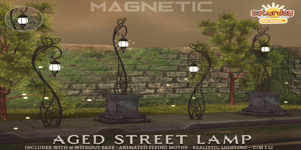 Aged Street Lamp	&lt;a href=&quot;http://maps.secondlife.com/secondlife/Klibert/84/162/632&quot;&gt;Teleport&lt;/a&gt;