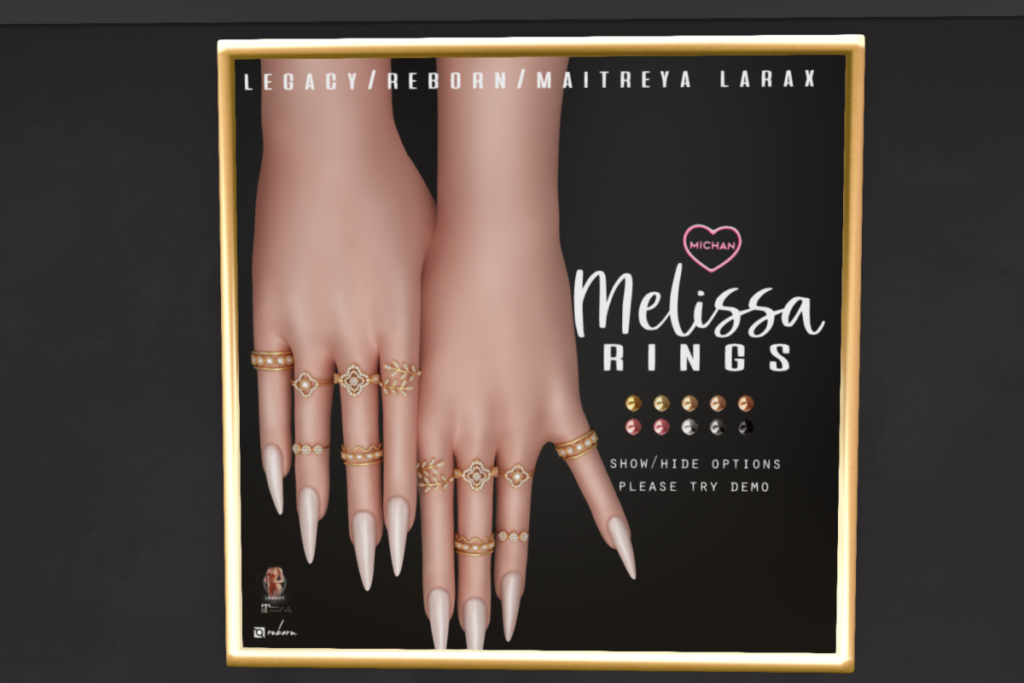 Melissa Rings - Legacy/Maitreya/Reborn/+mods, L$450