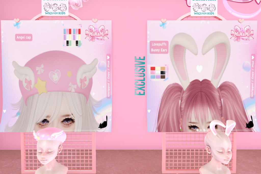 Angel Cap, L$249 | Lovepuff Bunny Ears, L$220
