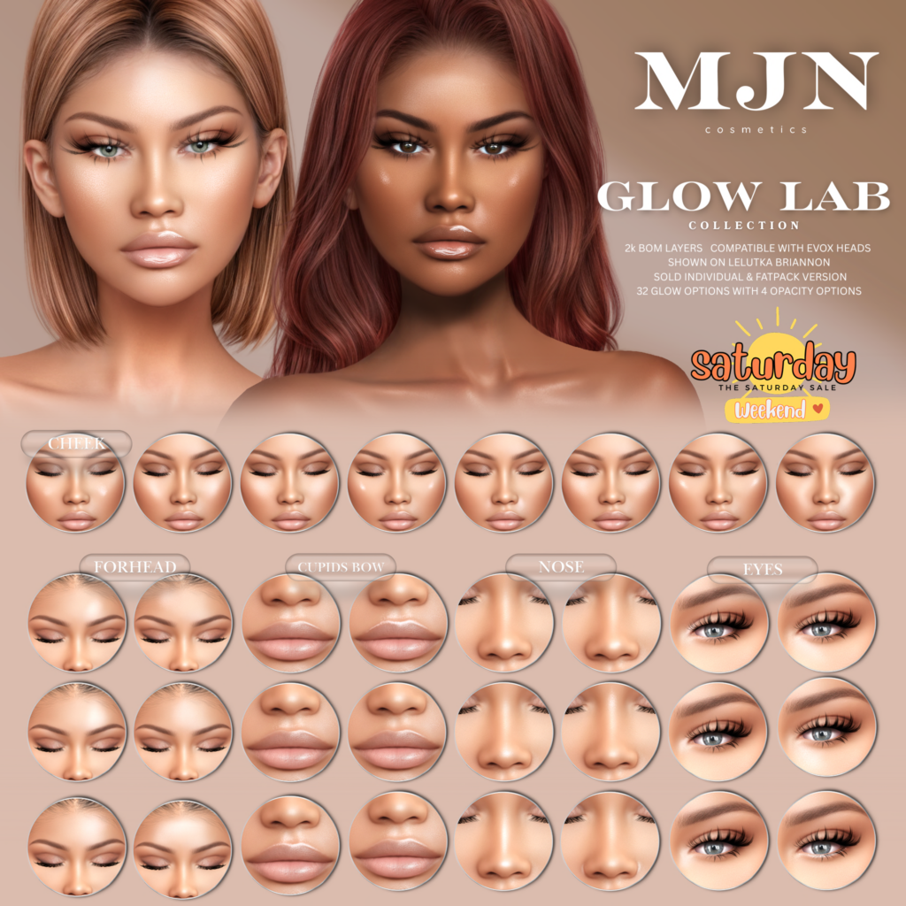 Glow Lab Cosmetics - EvoX	&lt;a href=&quot;http://maps.secondlife.com/secondlife/Dragon%20Mountain/181/224/1381&quot;&gt;Teleport&lt;/a&gt;