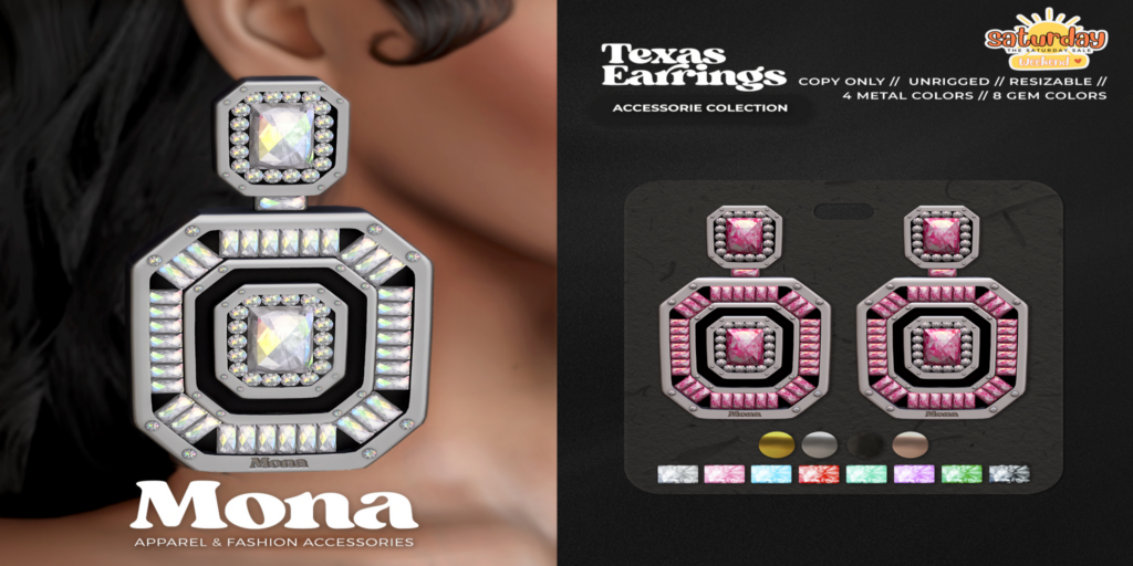 Texas Earrings	&lt;a href=&quot;https://maps.secondlife.com/secondlife/Silver%20Moon/68/95/1001&quot;&gt;Teleport&lt;/a&gt;