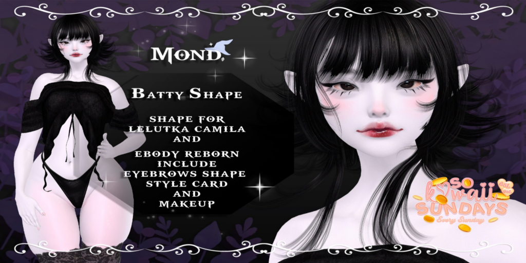 Batty Shape - EvoX Camila/Reborn	&lt;a href=&quot;http://maps.secondlife.com/secondlife/Crocus%20Island/51/47/25&quot;&gt;Teleport&lt;/a&gt;