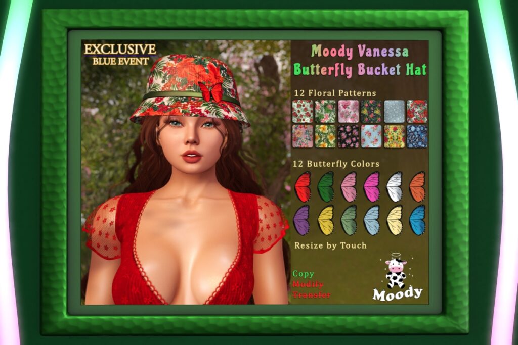 Vanessa Butterfly Bucket Hat, L$120 FP