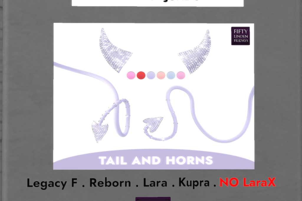 Tail And Horns - Inithium/Legacy/Maitreya/Reborn	&lt;a href=&quot;http://maps.secondlife.com/secondlife/Sapphire%20Cove./166/94/25&quot;&gt;Teleport&lt;/a&gt;