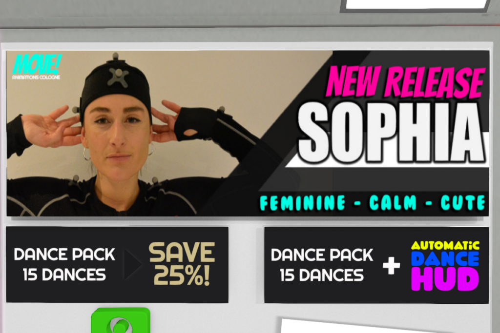 Sophia Dances, L$300 each/L$2999-L$3799 each FP