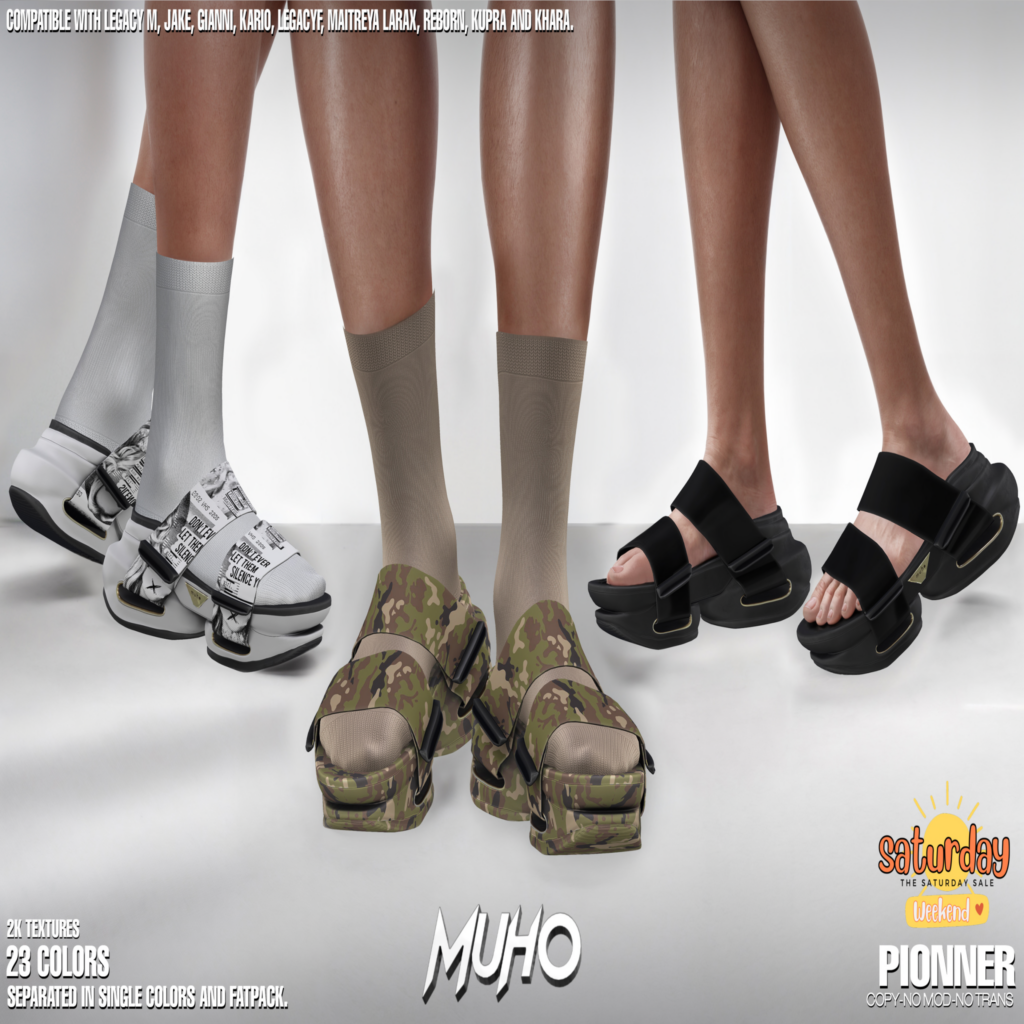 Pionner Sandals - see ad for fits	&lt;a href=&quot;http://maps.secondlife.com/secondlife/Magic%20Sky/157/112/2022&quot;&gt;Teleport&lt;/a&gt;