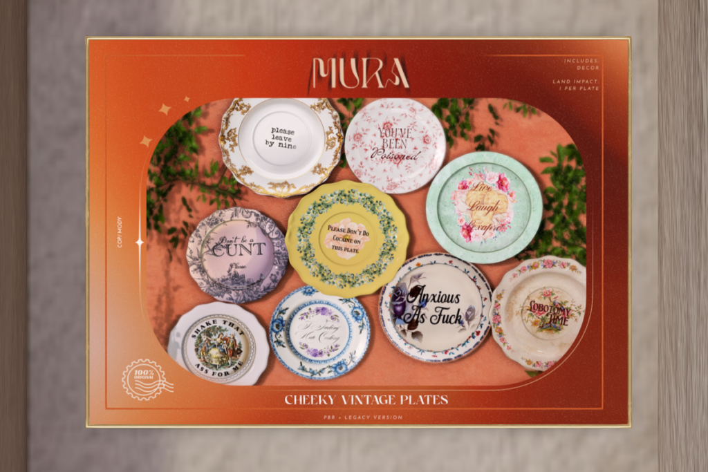Cheeky Vintage Plates, L$269