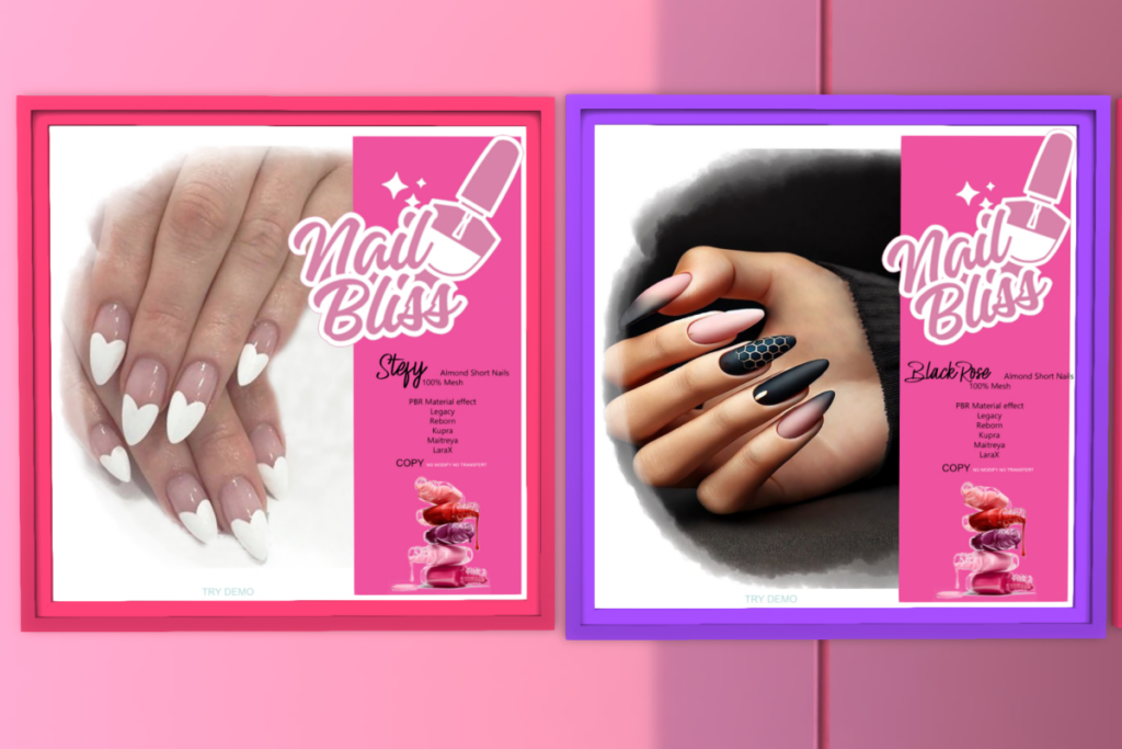 Stefy Mesh Nails &amp; Black Rose Mesh Nails - Inithium/Legacy/Maitreya/Reborn/+mods, L$280 each