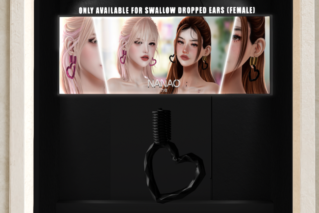 3D Heart Earrings - Swallow Dropped F, L$300