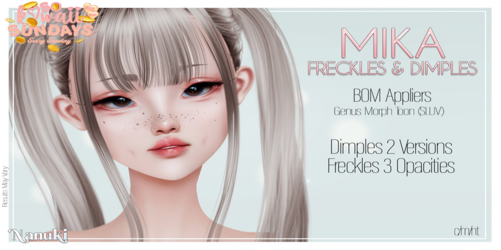 Mika Freckles &amp; Dimples - Genus MorphToon	&lt;a href=&quot;http://maps.secondlife.com/secondlife/Daisy/94/185/2851&quot;&gt;Teleport&lt;/a&gt;