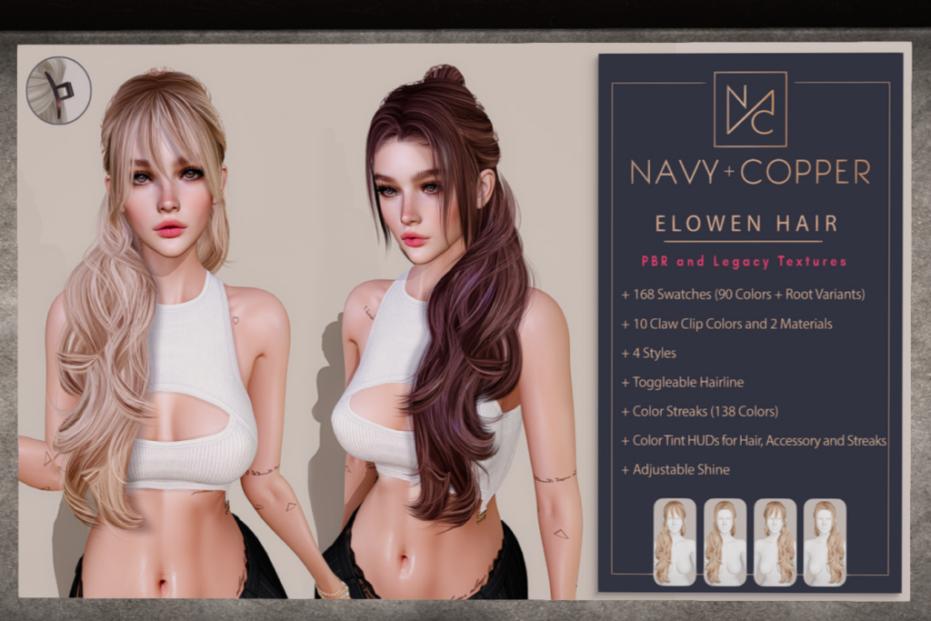 Elowen Hair, L$199-L$399 each