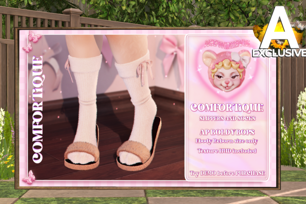 Comfortique Slippers &amp; Socks - AP Boldy Bops/Reborn, L$550 FP
