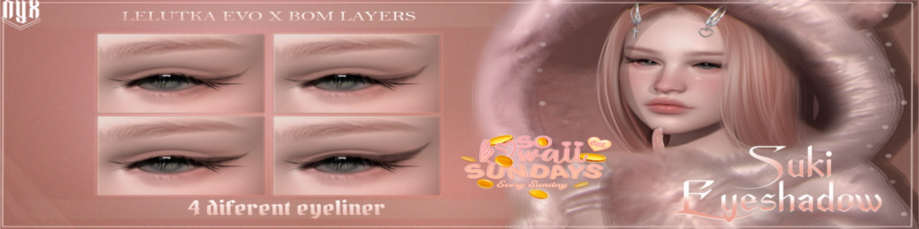 Suki Eyeshadow - EvoX	&lt;a href=&quot;https://maps.secondlife.com/secondlife/Northwich%20Land/145/21/3501&quot;&gt;Teleport&lt;/a&gt;