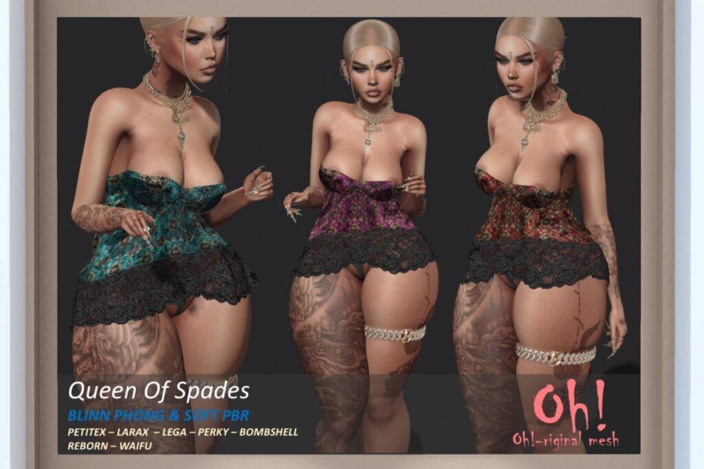 Queen of Spades Outfit - Legacy/MaitreyaX/Reborn/+mods, L$699 each Body Pack/L$1999 FP