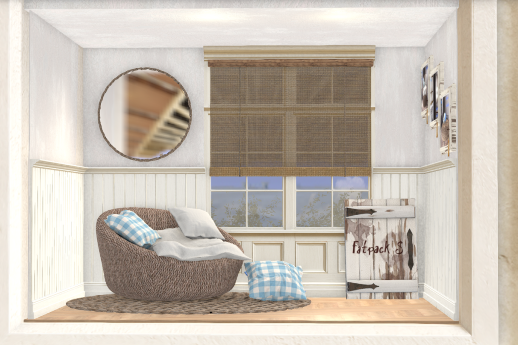 Coastal Corner Chair &amp; Decor, L$180-L$210 each/L$510 FP
