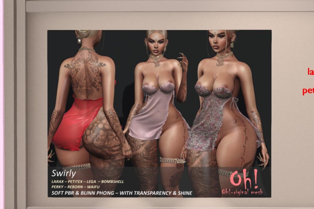 Swirly Dress - Legacy/MaitreyaX/Reborn/+mods, L$699 each/L$1999 FP
