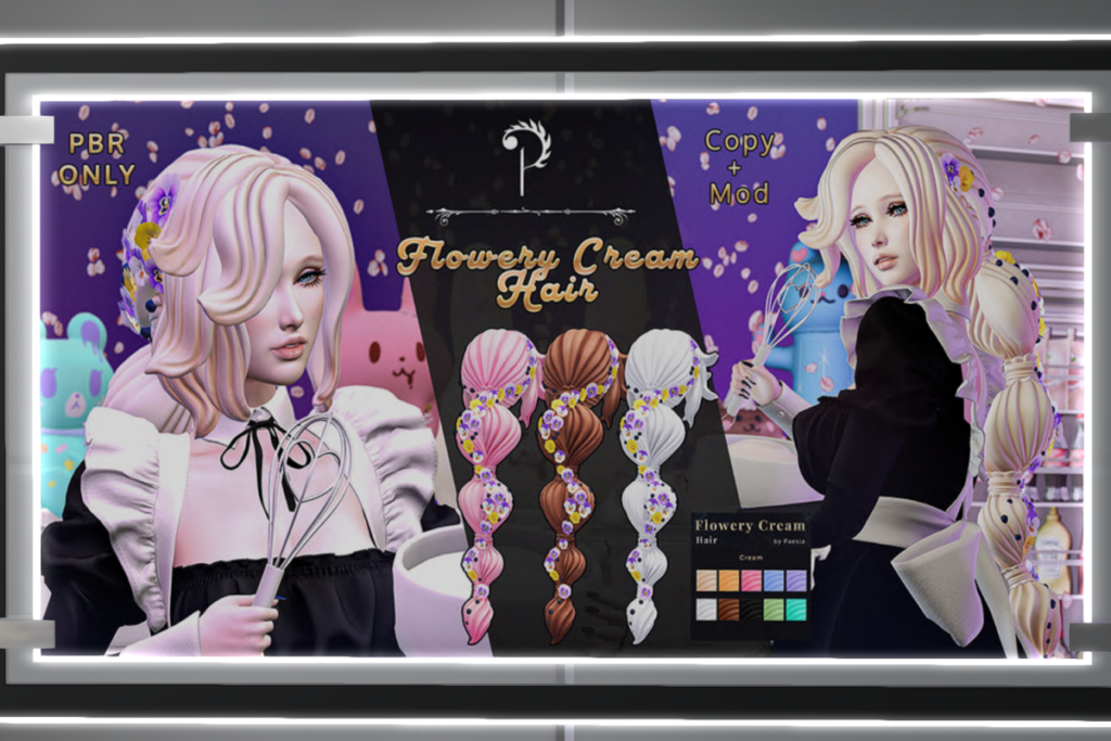 Flowery Cream Hair, L$499