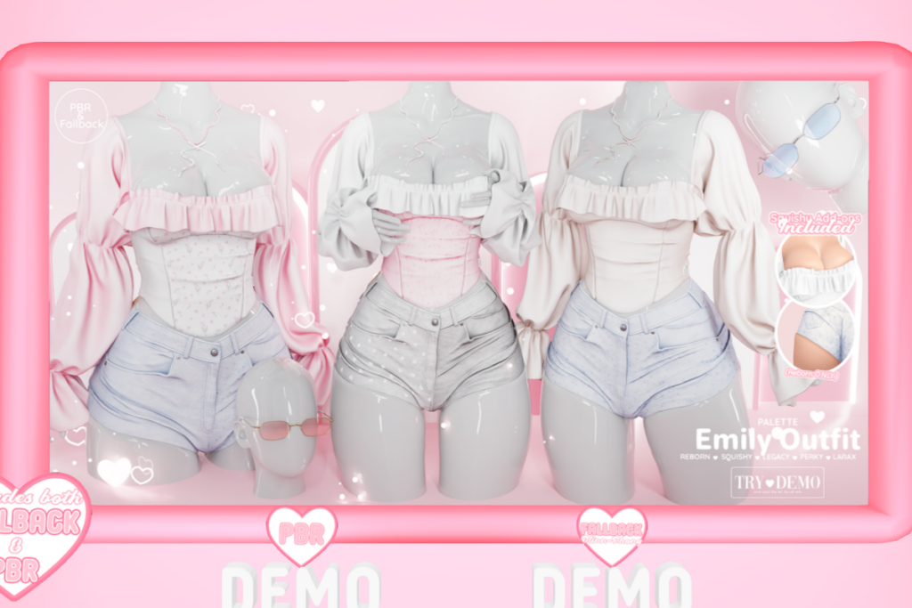 Emily Top, Shorts, Glasses and Necklace - Legacy/MaitreyaX/Reborn/+mods, L$149-L$299 each/L$599-L$1950 each FP/L$3450 MP