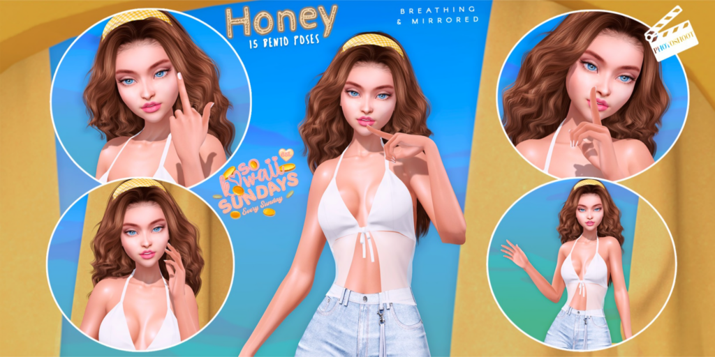 Honey Poses	&lt;a href=&quot;http://maps.secondlife.com/secondlife/VELOUR/200/203/1965&quot;&gt;Teleport&lt;/a&gt;