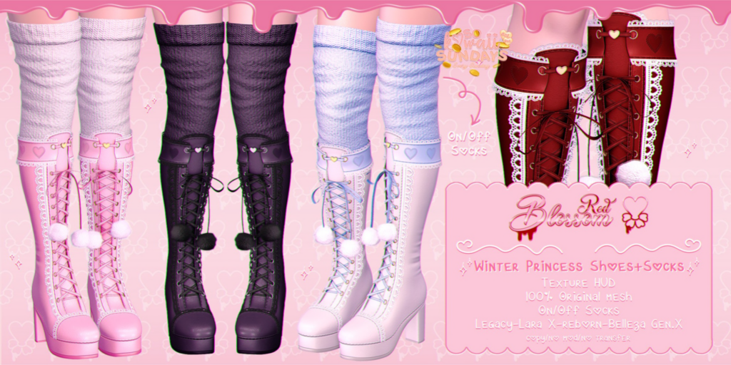 Winter Princess Shoes &amp; Socks - GenX/Legacy/MaitreyaX/Reborn	&lt;a href=&quot;https://maps.secondlife.com/secondlife/Anhedonia/112/132/998&quot;&gt;Teleport&lt;/a&gt;