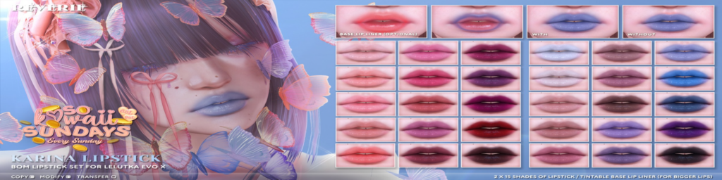 Karina Lipstick - EvoX	&lt;a href=&quot;https://maps.secondlife.com/secondlife/Escapes/234/25/1506&quot;&gt;Teleport&lt;/a&gt;