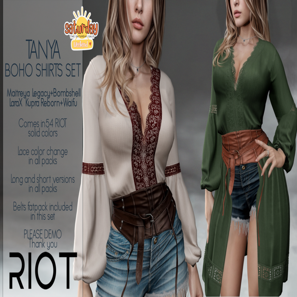 Tanya Boho Shirt - Inithium/Legacy/Maitreya/Reborn/+mods	&lt;a href=&quot;http://maps.secondlife.com/secondlife/RIOT%20District/128/128/2&quot;&gt;Teleport&lt;/a&gt;