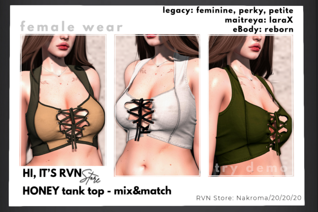 Honey Tank Top - Legacy/MaitreyaX/Reborn/+mods, L$299