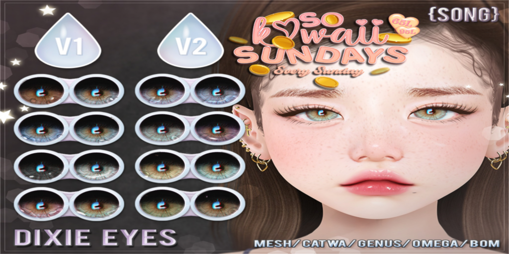 Dixie Eyes - BOM/Catwa/Genus/Mesh/Omega	&lt;a href=&quot;http://maps.secondlife.com/secondlife/Meringue/61/83/1064&quot;&gt;Teleport&lt;/a&gt;