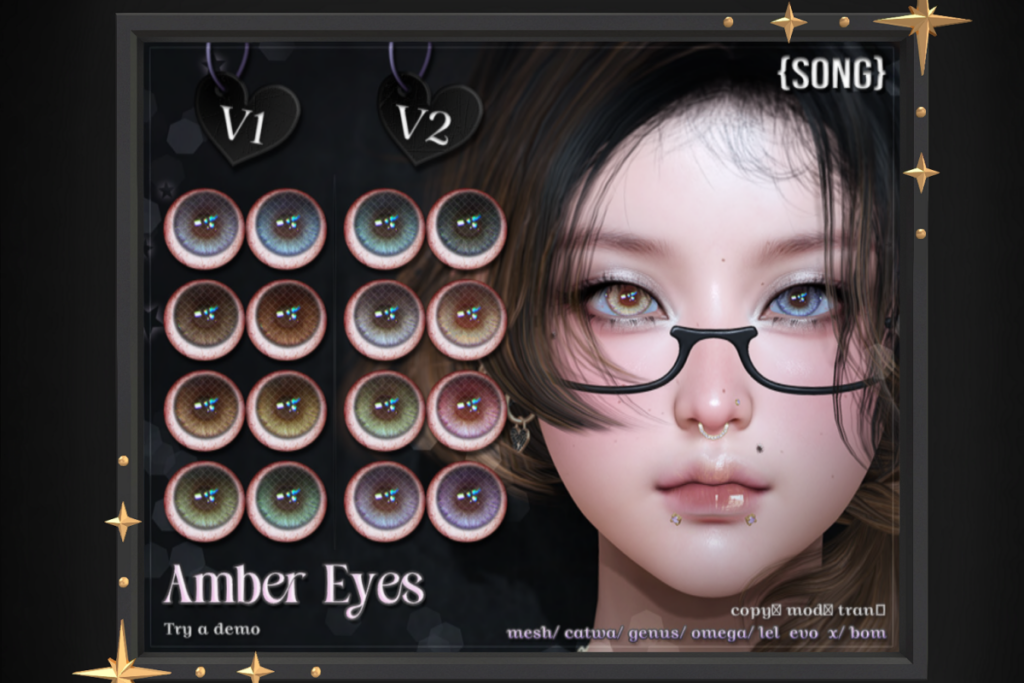 Amber Eyes - BOM/Catwa/EvoX/Genus/Mesh/Omega, L$550 each/L$1100 FP