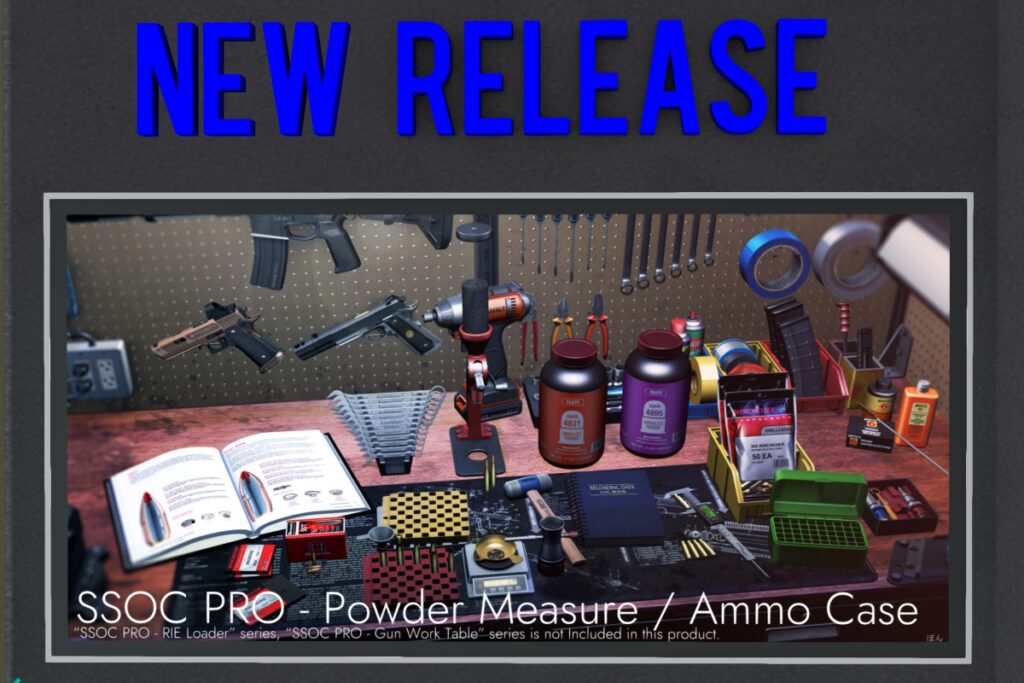 SSOC PRO Powder Measure &amp; Ammo Case Decor Set, L$350-L$599 each/L$1000-L$1600 each FP