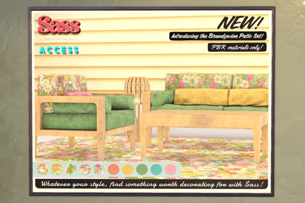 Brandywine Patio Decor Set, L$149-L$799 each/L$999-L$1199 each FP