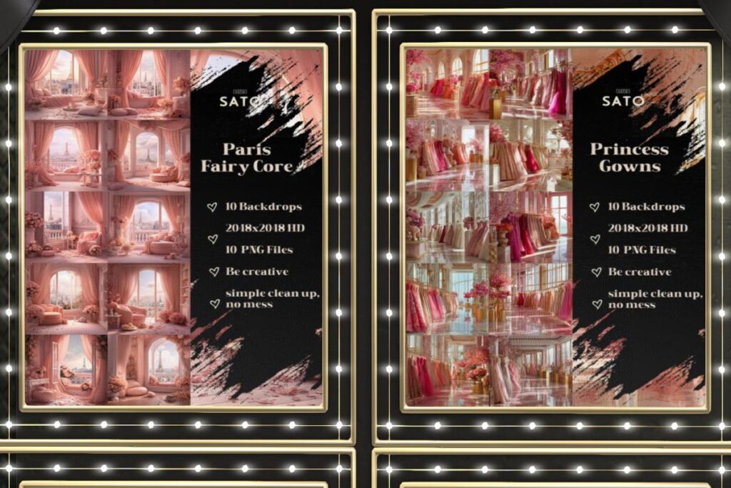 Paris Fairy Cove &amp; Princess Gowns Backdrops, L$180 each