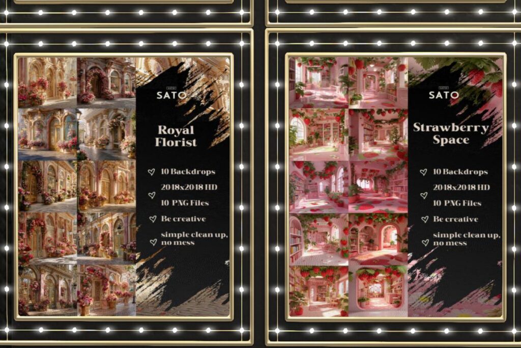 Royal Florist &amp; Strawberry Space Backdrops, L$180 each