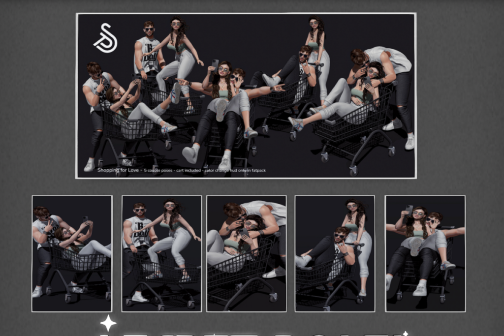 Shopping for Love Poses, L$200 each/L$550 FP