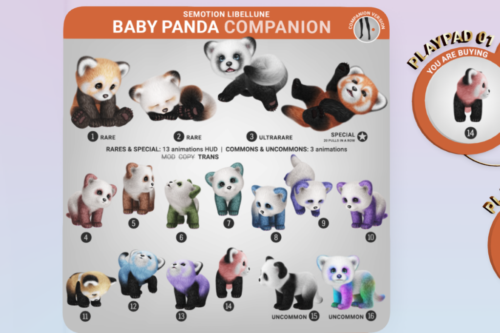 Baby Panda Companion, L$88 per pull