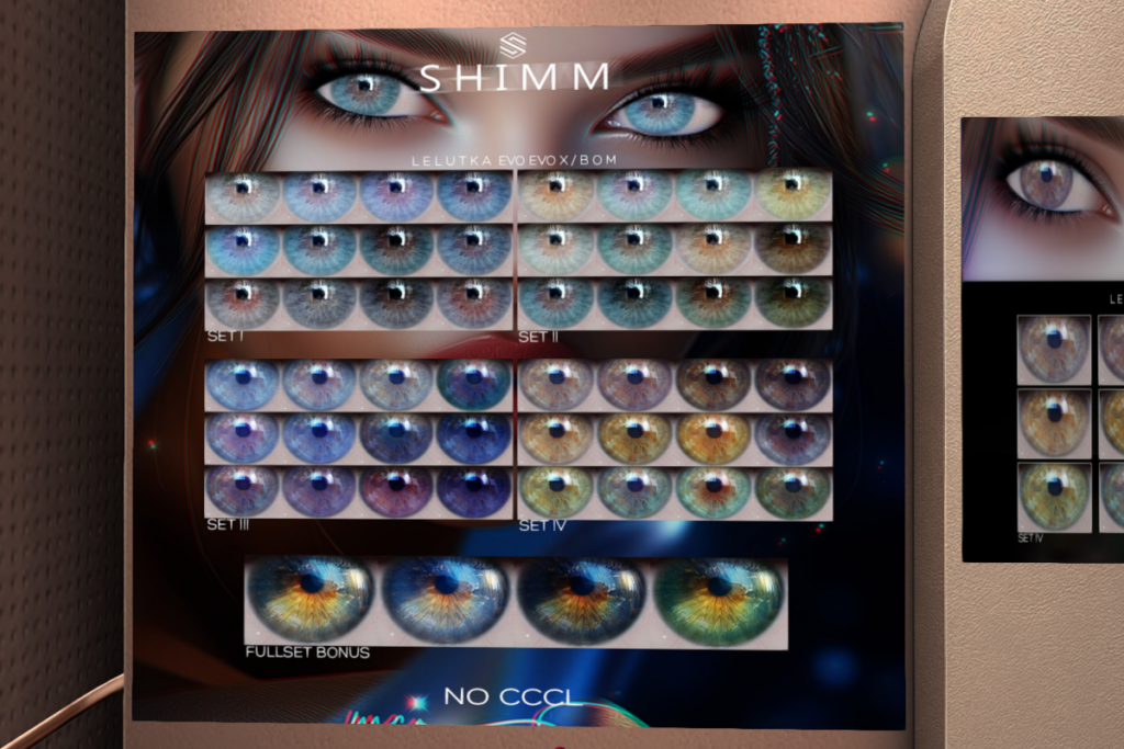 No CCCL Eyes - BOM/Evo/EvoX, L$288 each/L$1000 FP