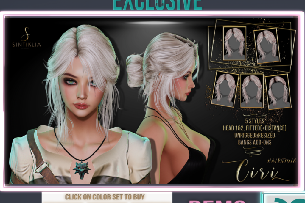 Ciri Hair, L$350 each/L$750 FP