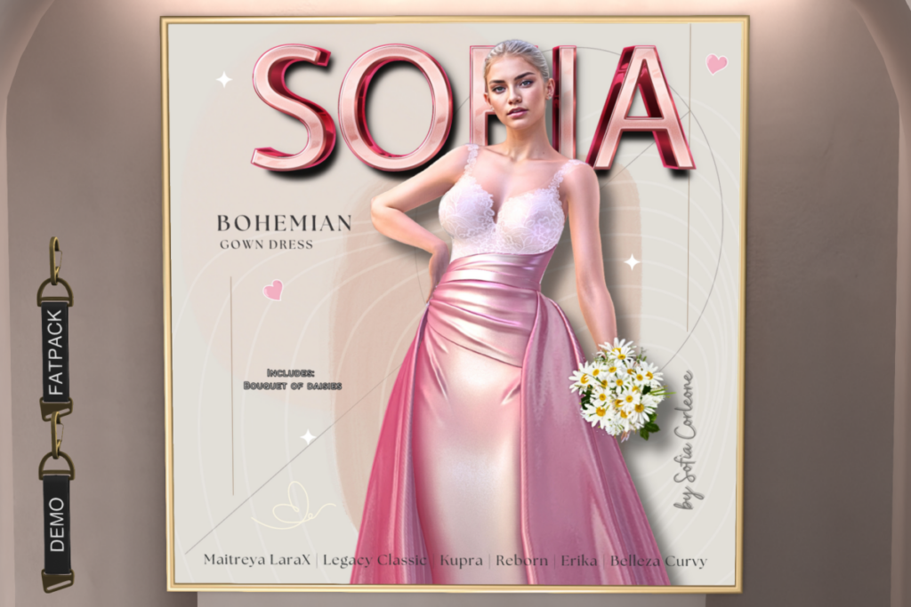 Bohemian Gown - Erika/GenX Curvy/Inithium/Legacy/MaitreyaX/Reborn, L$375 each/L$1150 FP