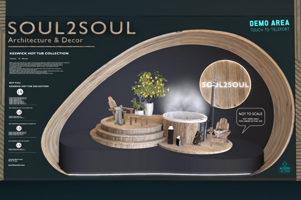 Keswick Hot Tub Decor Collection, L$349-L$799 each FP/L$1699 MP