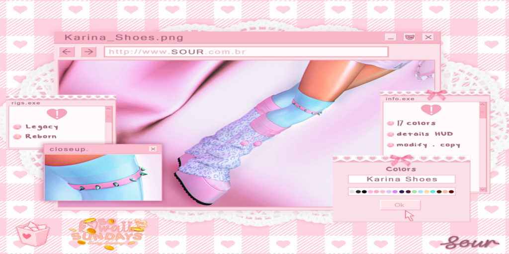 Karina Shoes - Legacy/Reborn	&lt;a href=&quot;http://maps.secondlife.com/secondlife/Tomoeda/134/171/28&quot;&gt;Teleport&lt;/a&gt;